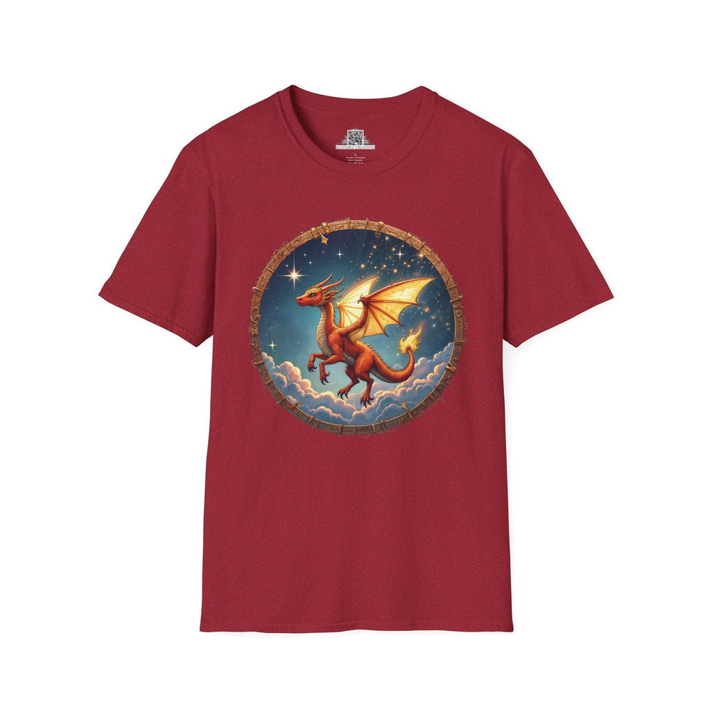 Printify T-Shirt S / Antique Cherry Red Celestial Flame - Dragons & Magic T-Shirt