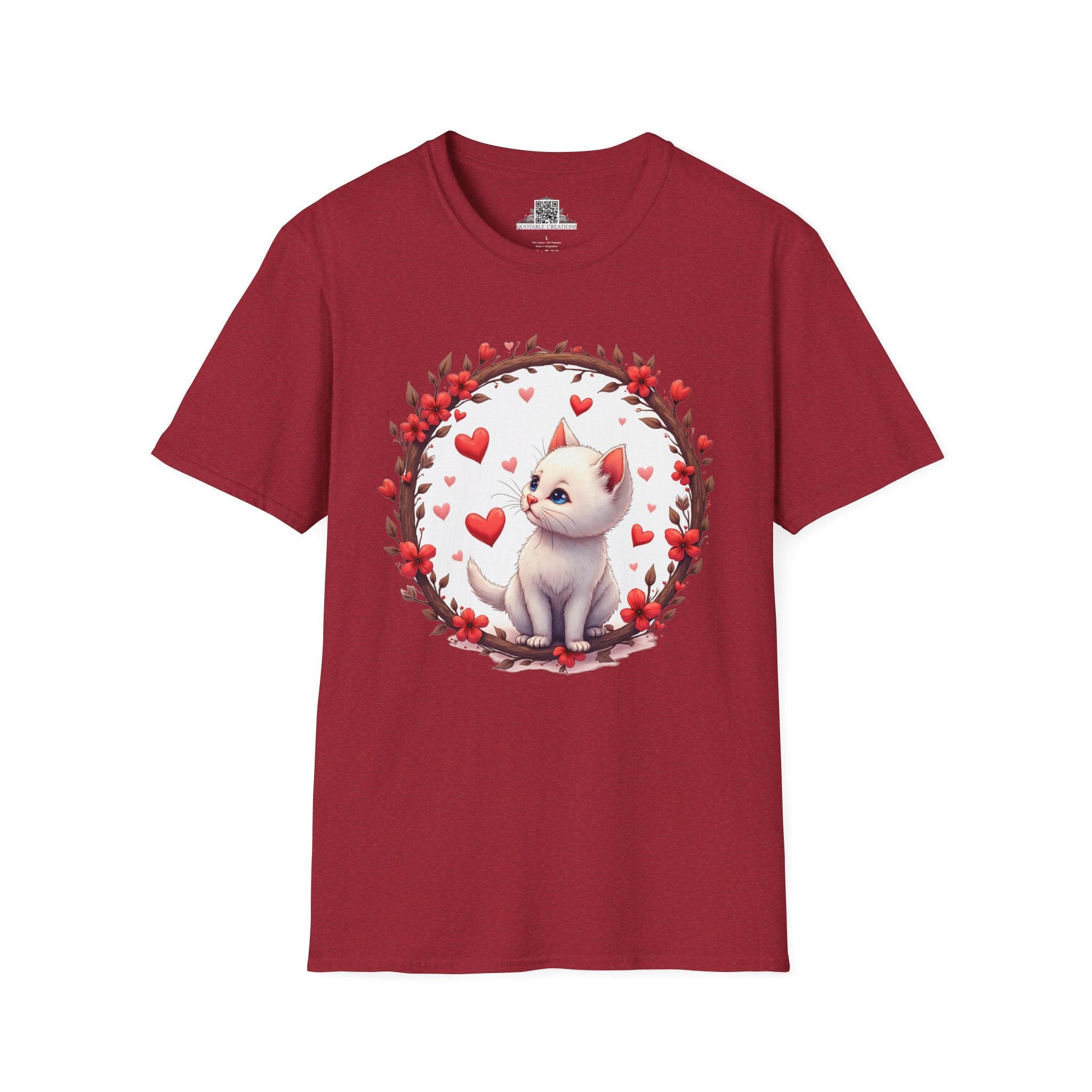 Printify T-Shirt S / Antique Cherry Red Fur-ever Love Kitten - Love & Fun T-Shirt