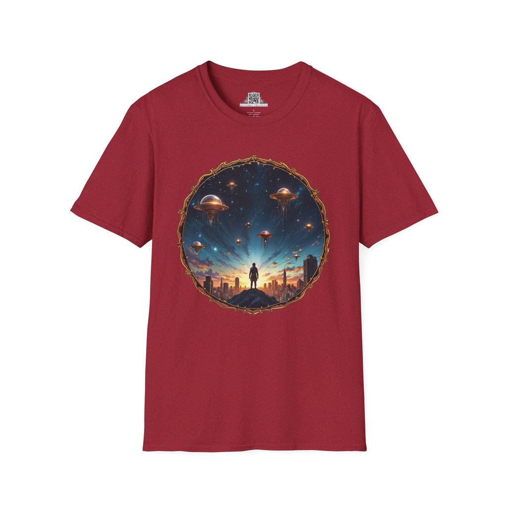 Printify T-Shirt S / Antique Cherry Red Galactic Connections UFO & Cosmic - T-Shirt