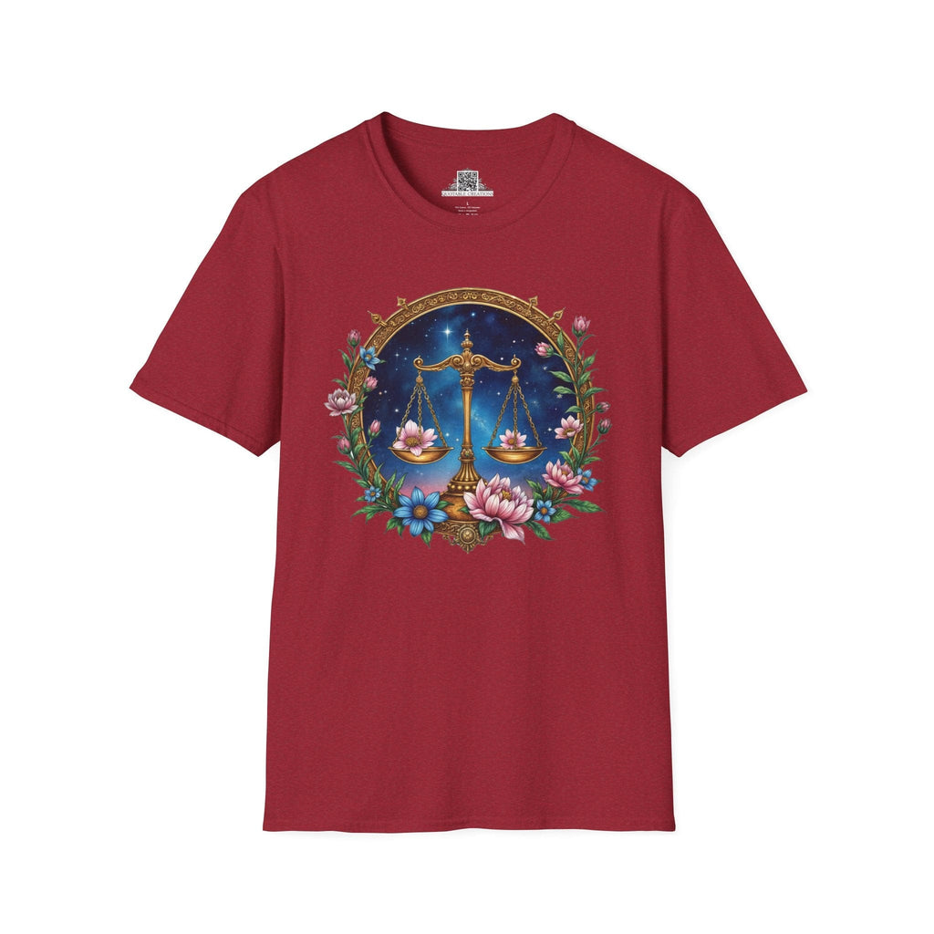 Printify T-Shirt S / Antique Cherry Red Libra Zodiac & Astrology - T-Shirt