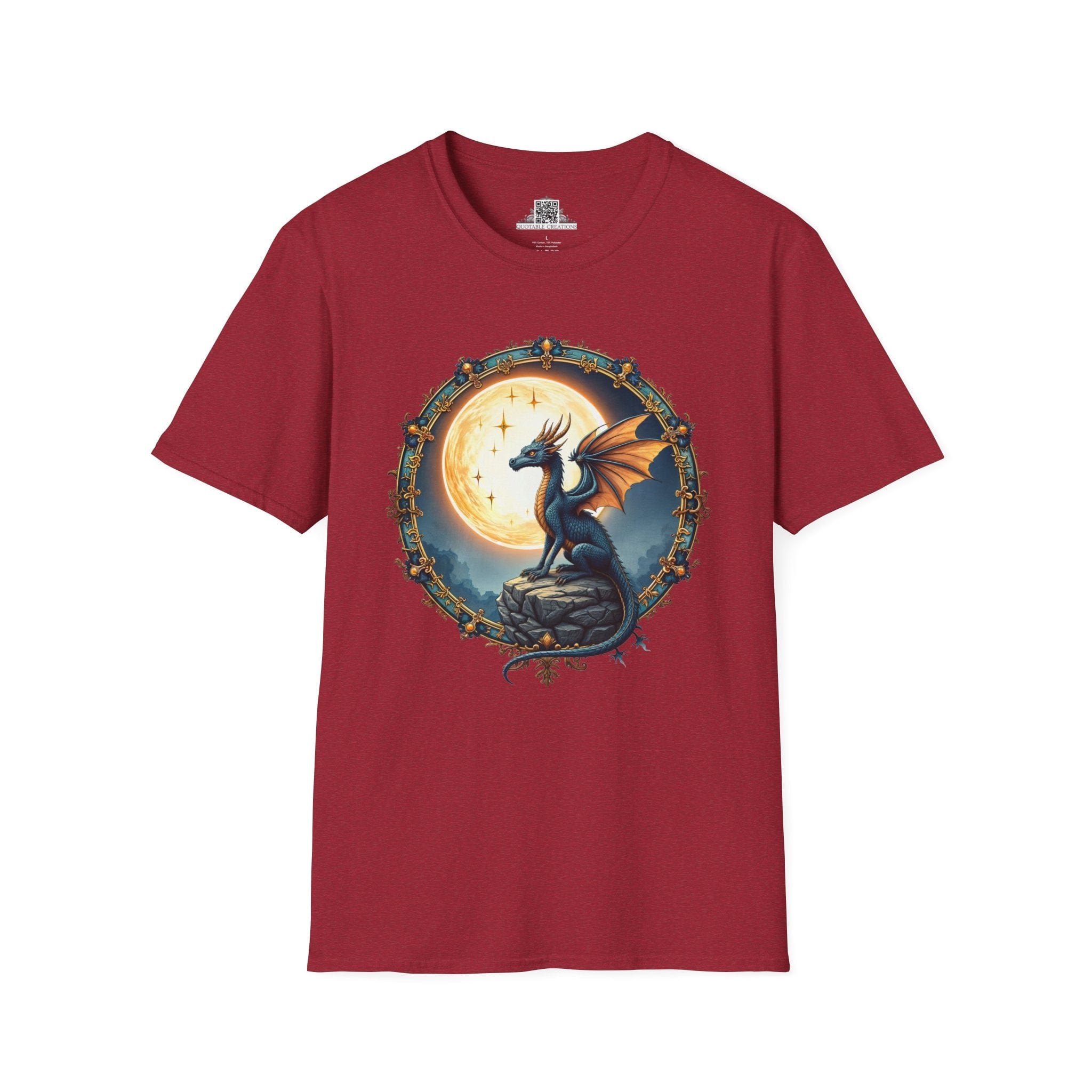 Printify T-Shirt S / Antique Cherry Red Lunar Ember - Dragons & Magic T-Shirt