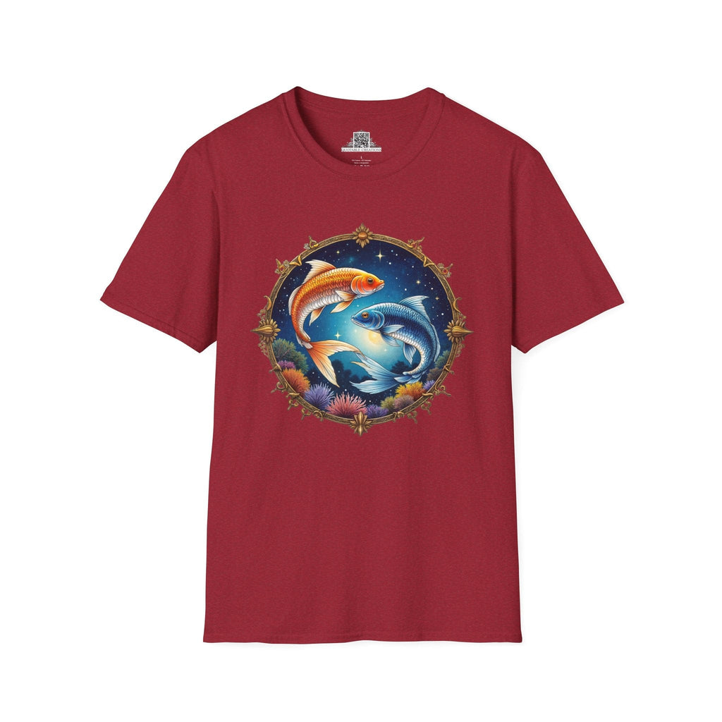 Printify T-Shirt S / Antique Cherry Red Pisces Zodiac Astrology - T-Shirt