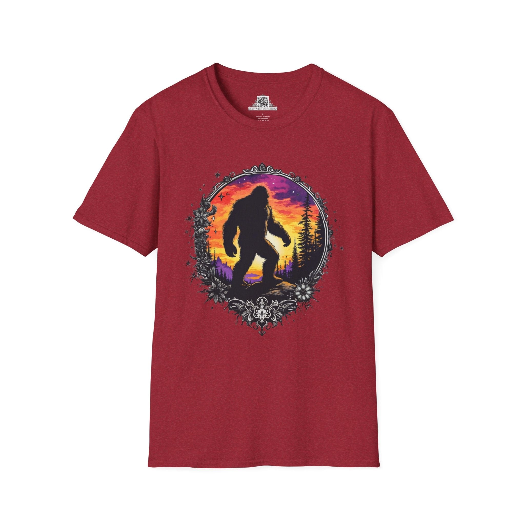 Printify T-Shirt S / Antique Cherry Red Sasquatch Sightings - Bigfoot & Legends T-Shirt