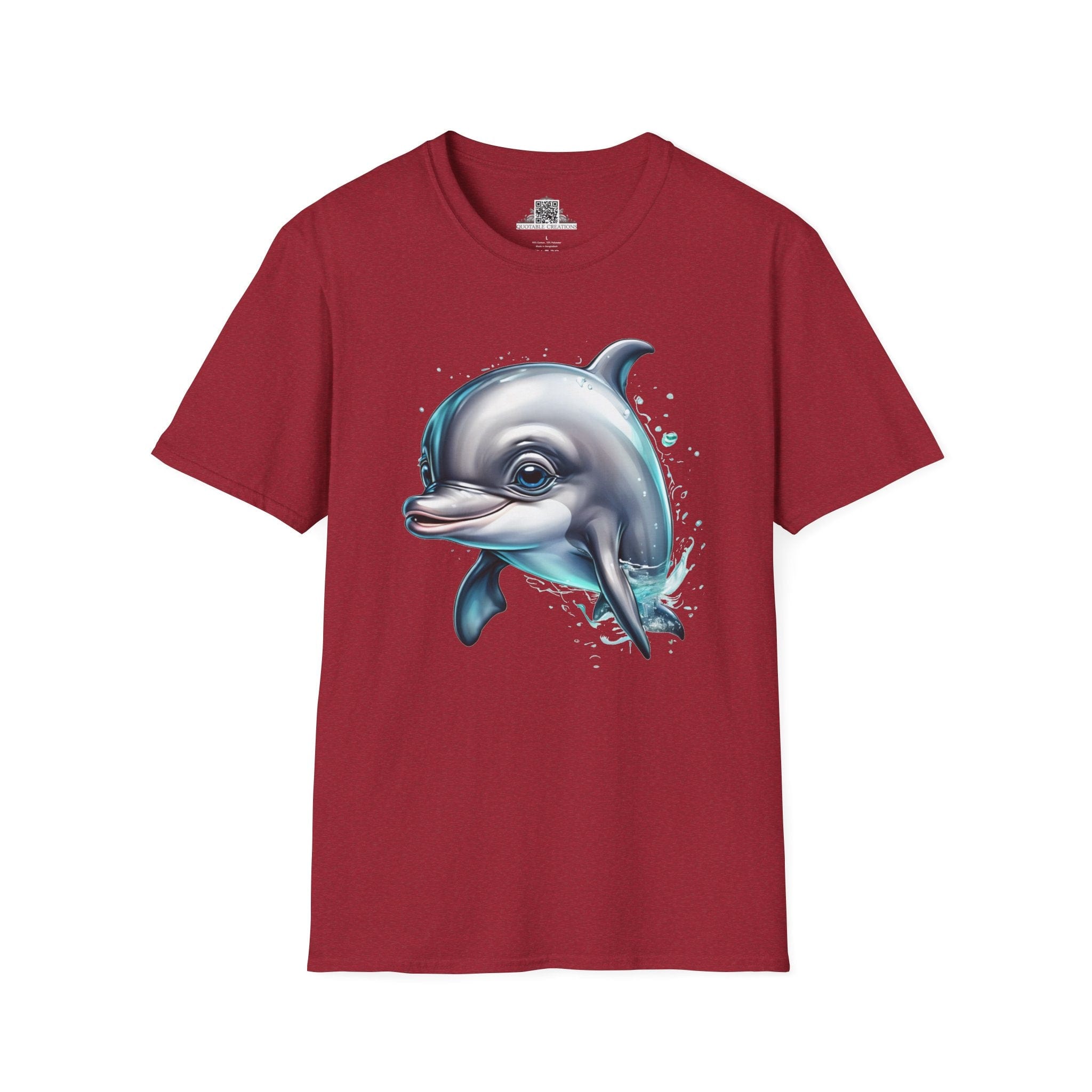 Printify T-Shirt S / Antique Cherry Red T-Shirt - Baby Dolphin - Hyper Cute