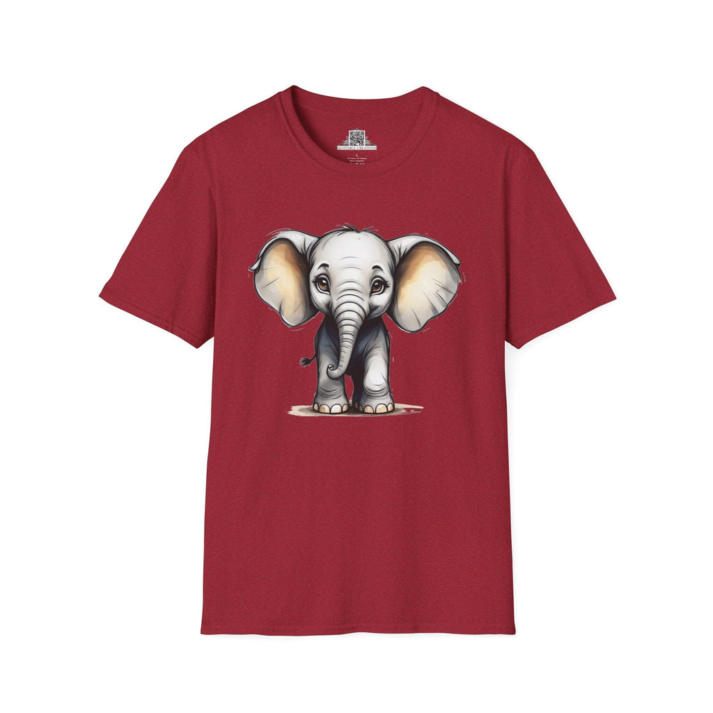 Printify T-Shirt S / Antique Cherry Red T-Shirt - Baby Elephant - Hyper Cute
