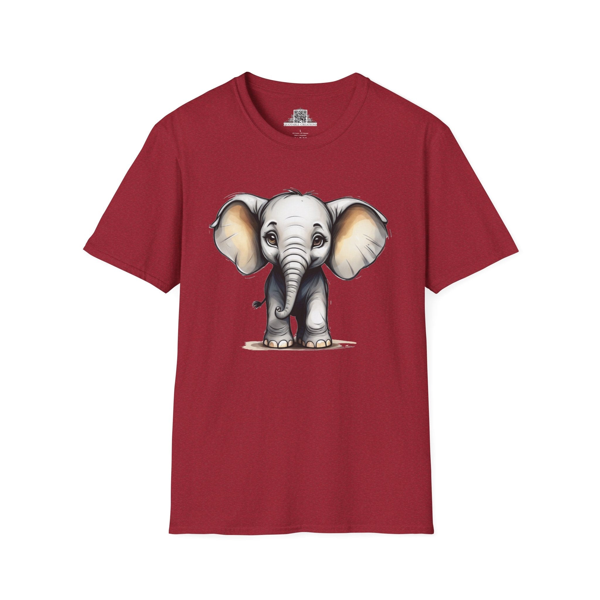 Printify T-Shirt S / Antique Cherry Red T-Shirt - Baby Elephant - Hyper Cute
