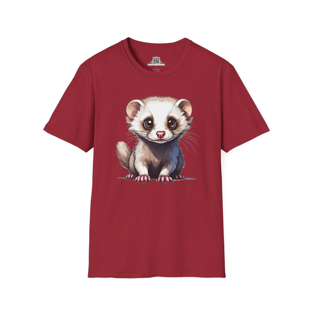 Printify T-Shirt S / Antique Cherry Red T-Shirt - Baby Ferret - Hyper Cute