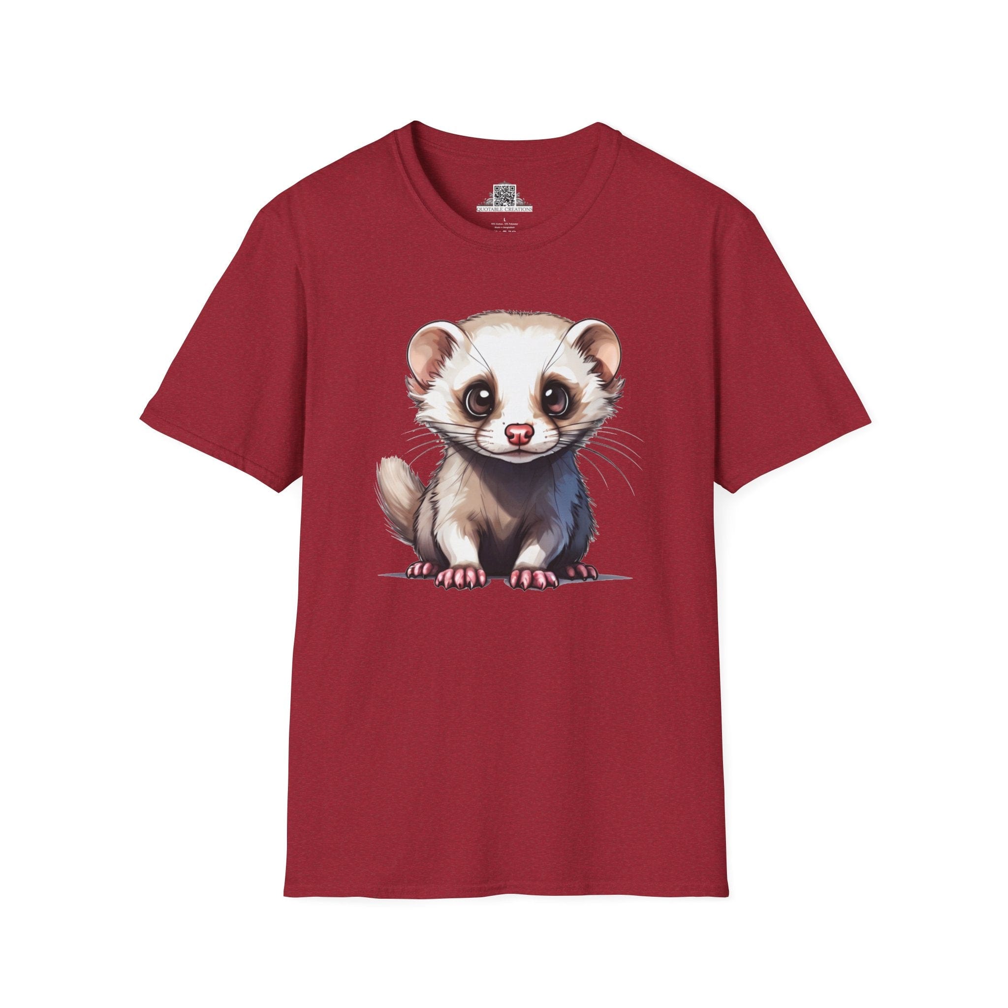 Printify T-Shirt S / Antique Cherry Red T-Shirt - Baby Ferret - Hyper Cute