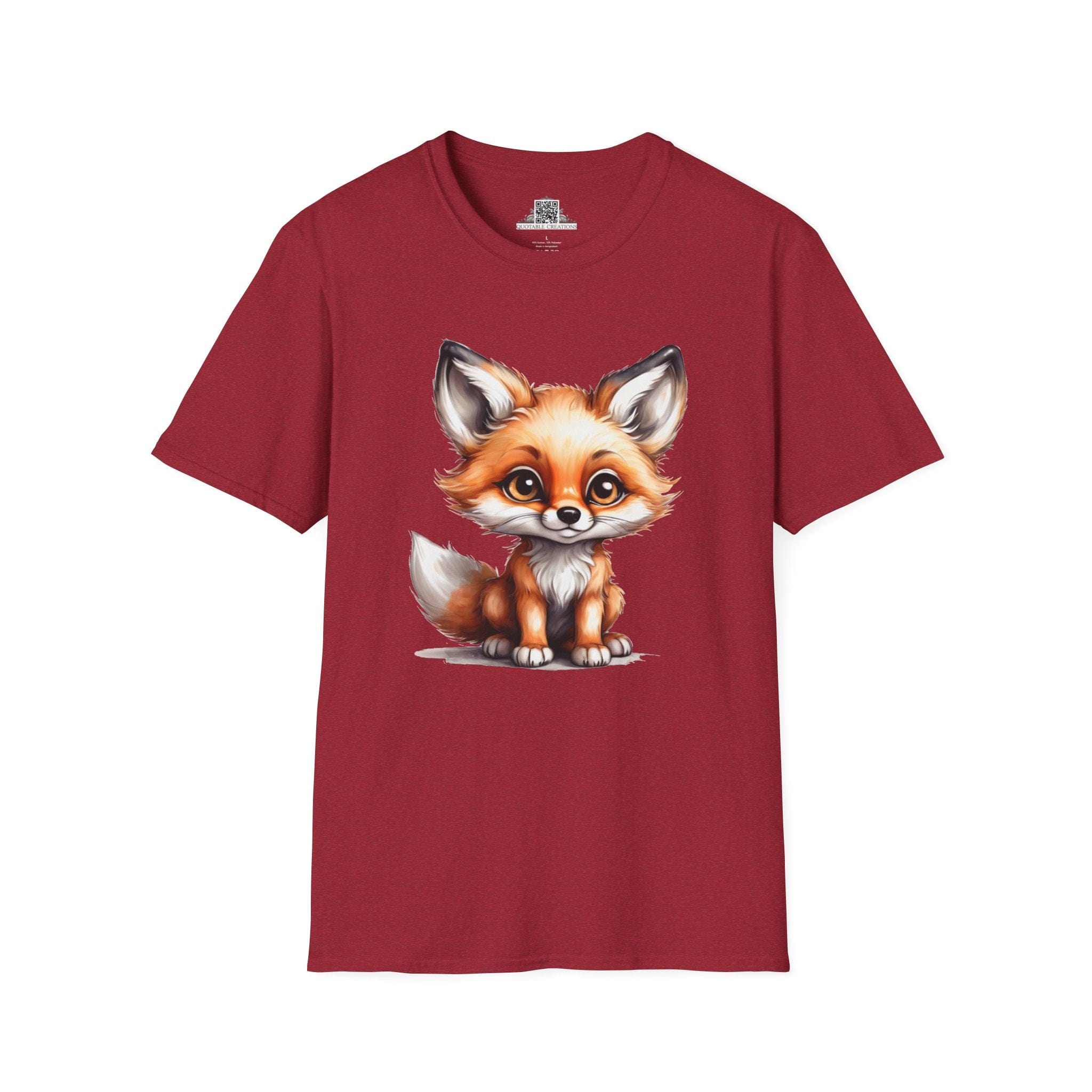 Printify T-Shirt S / Antique Cherry Red T-Shirt - Baby Fox - Hyper Cute