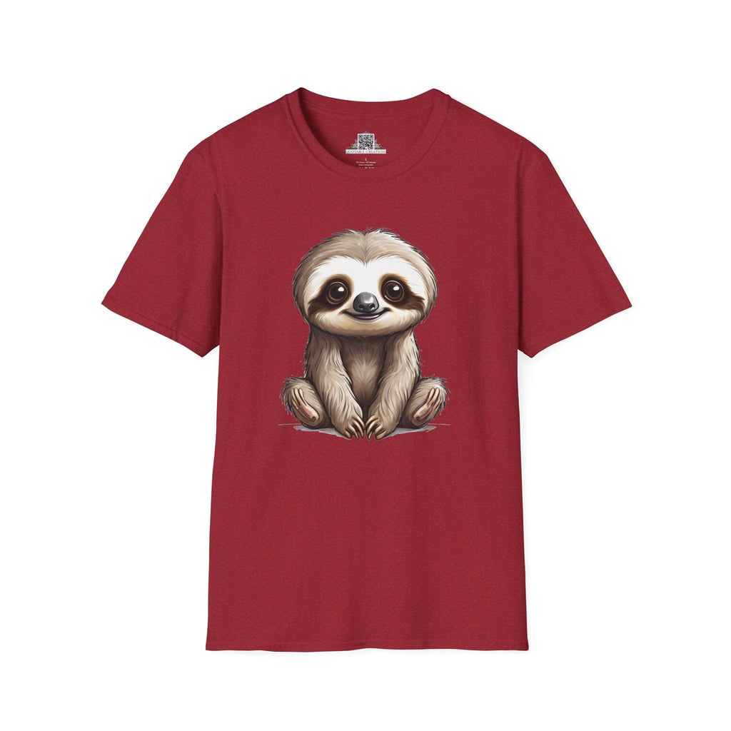 Printify T-Shirt S / Antique Cherry Red T-Shirt - Baby Sloth - Hyper Cute