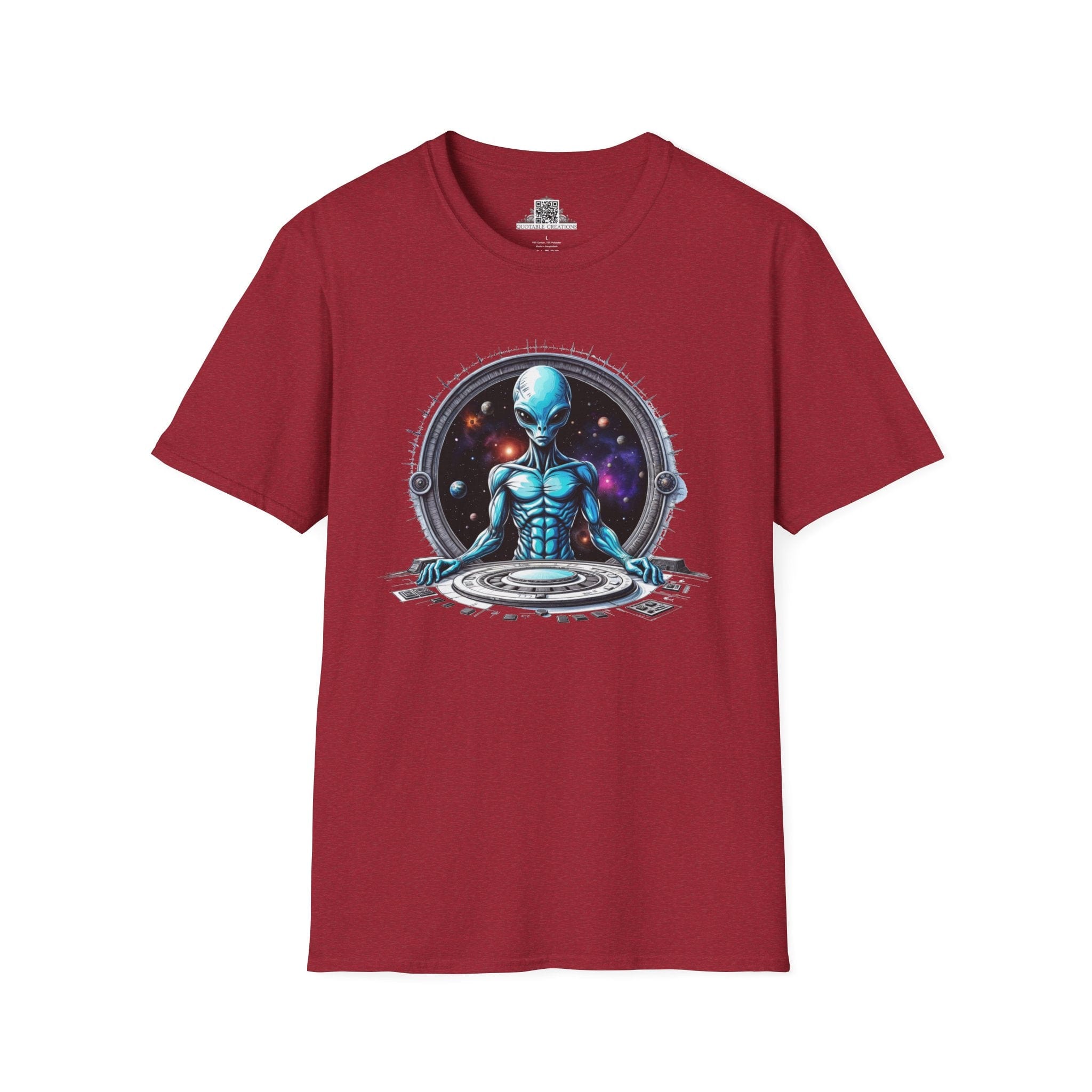 Printify T-Shirt S / Antique Cherry Red T-Shirt - Galactic Traveler Ready for Cosmic Adventures! - Alien & Space