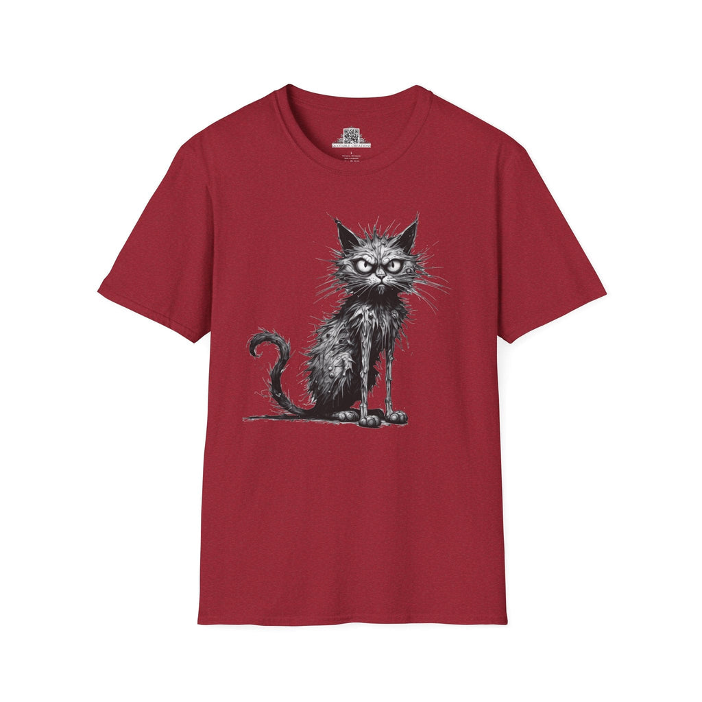 Printify T-Shirt S / Antique Cherry Red T-Shirt - I'm Fine Cat - Everything's Fine