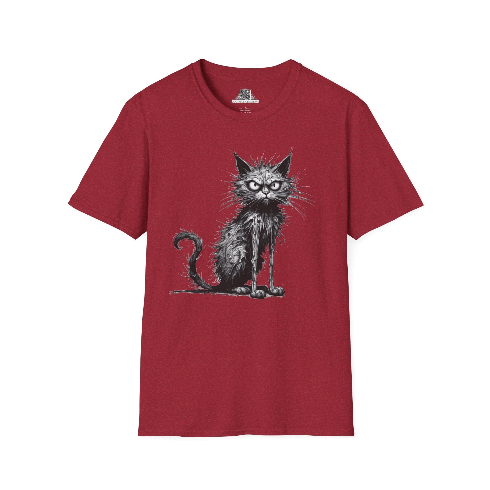 Printify T-Shirt S / Antique Cherry Red T-Shirt - I'm Fine Cat - Everything's Fine