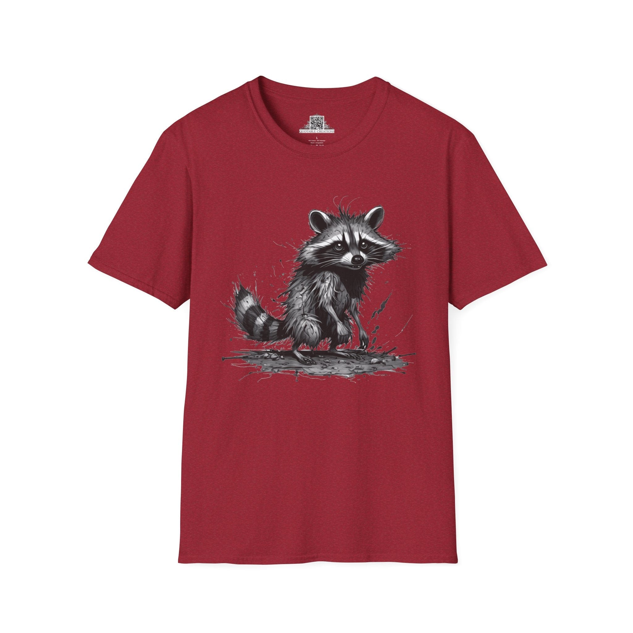 Printify T-Shirt S / Antique Cherry Red T-Shirt - I'm Fine Raccoon - Everything's Fine