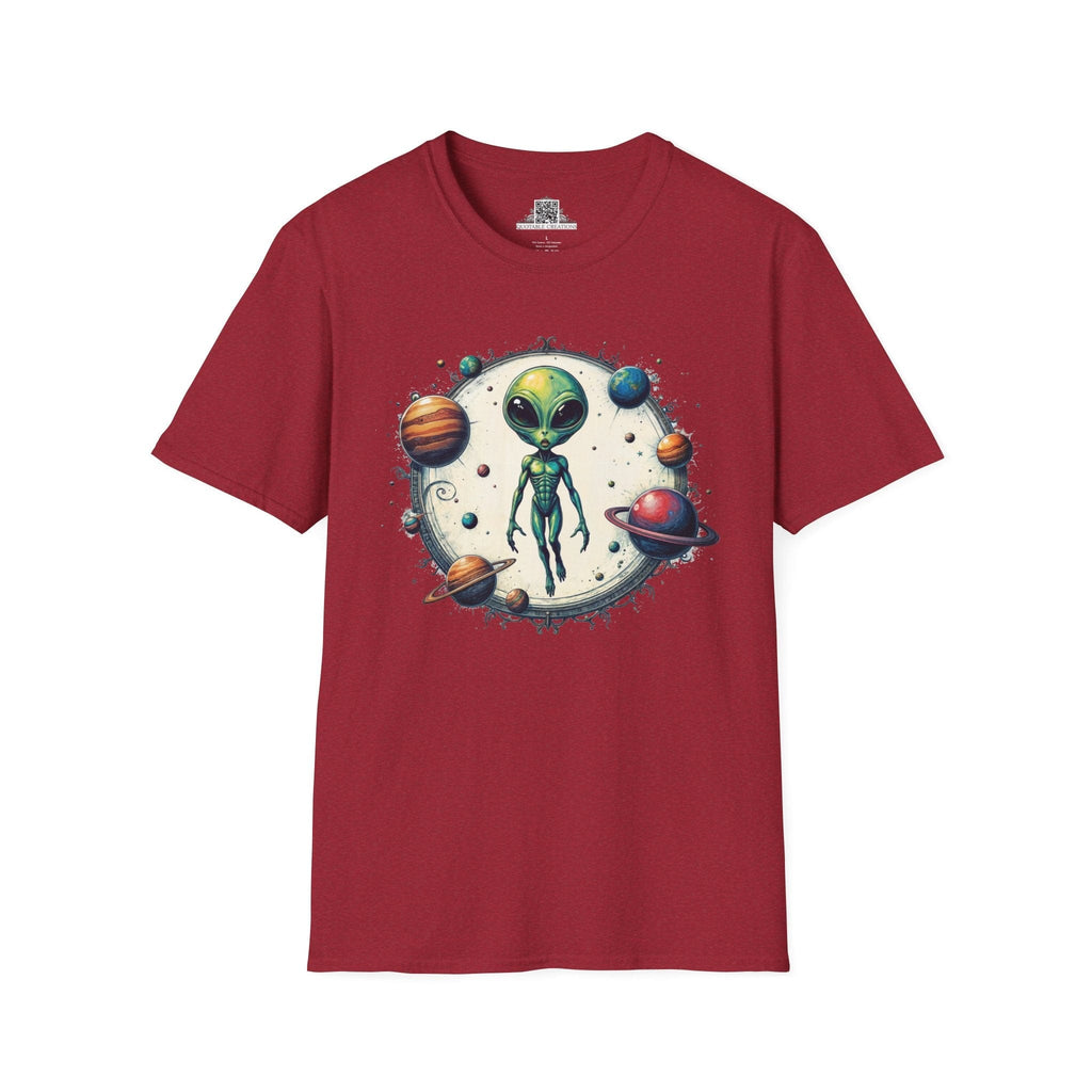 Printify T-Shirt S / Antique Cherry Red T-Shirt - Lost in Space, But Finding Fun Everywhere! - Alien & Space