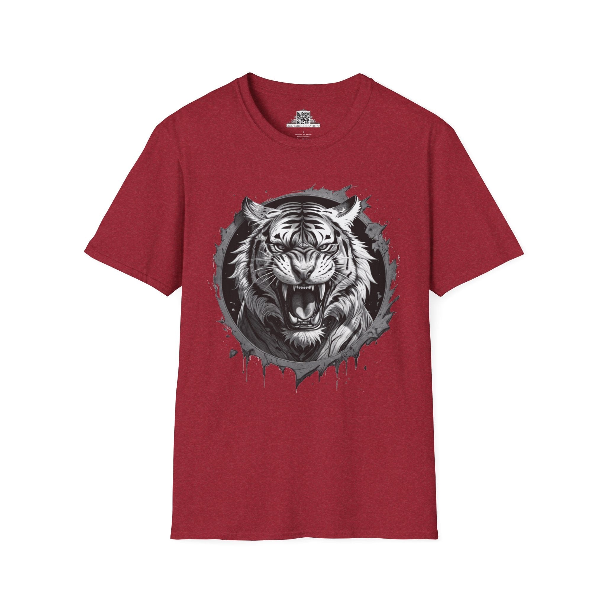 Printify T-Shirt S / Antique Cherry Red Tiger Wild Motivation - T-Shirt