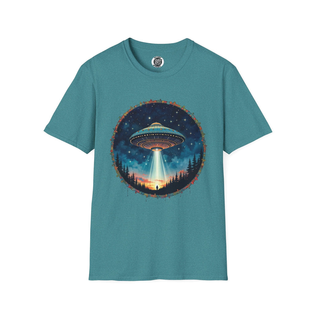 Printify T-Shirt S / Heather Galapagos Blue Aliens Are Here - UFO & Cosmic T-Shirt