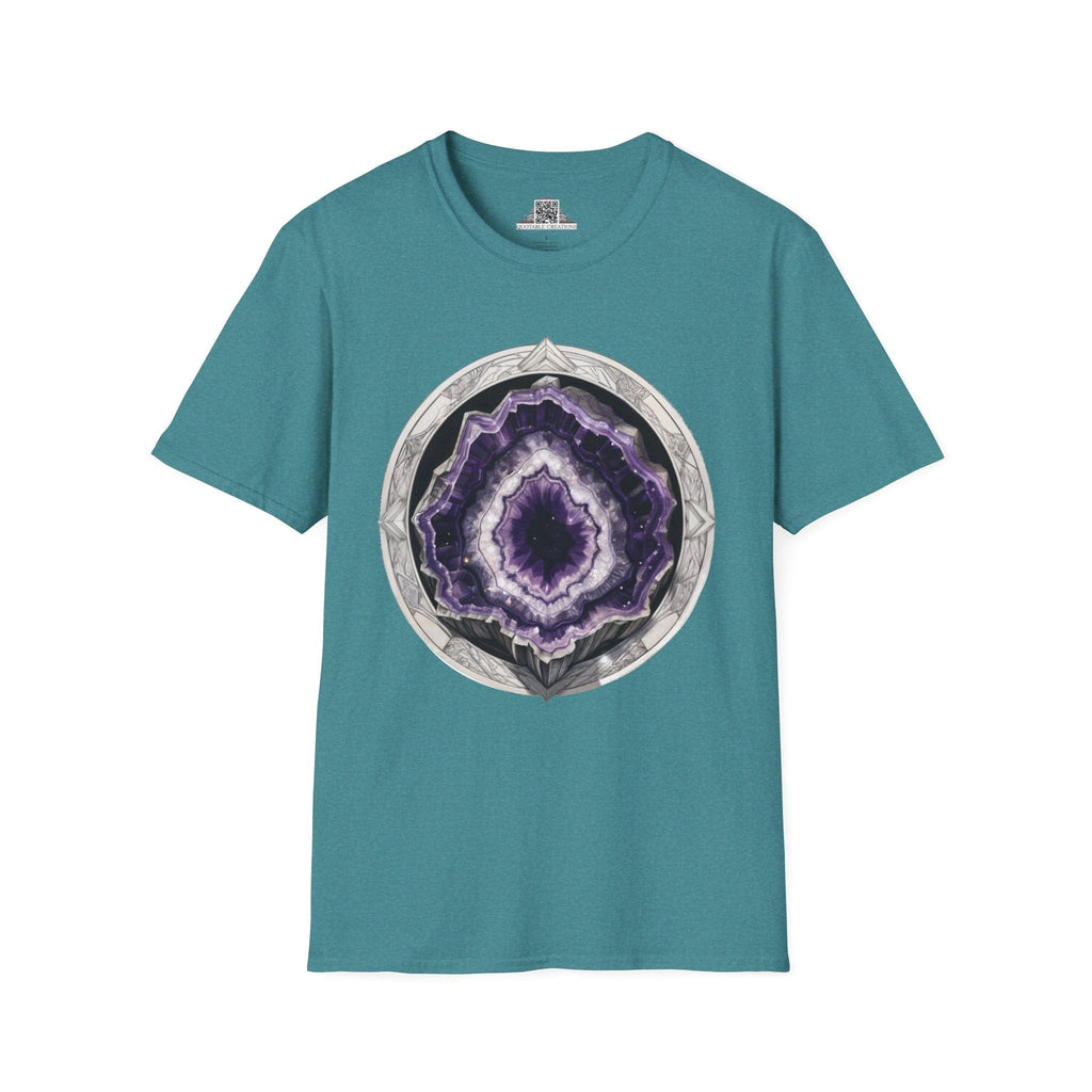 Printify T-Shirt S / Heather Galapagos Blue Amethyst Crystals Gemstones - T-Shirt