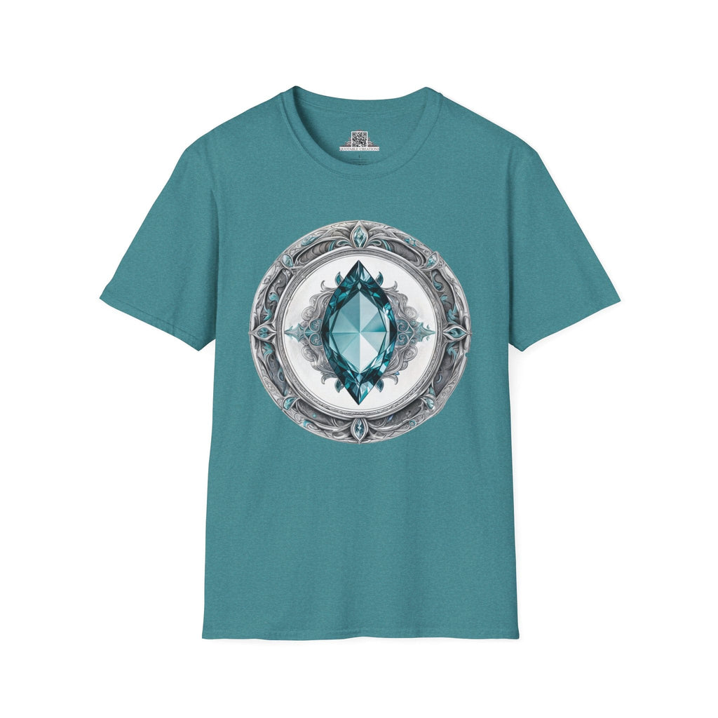 Printify T-Shirt S / Heather Galapagos Blue Aquamarine Crystals Gemstones - T-Shirt