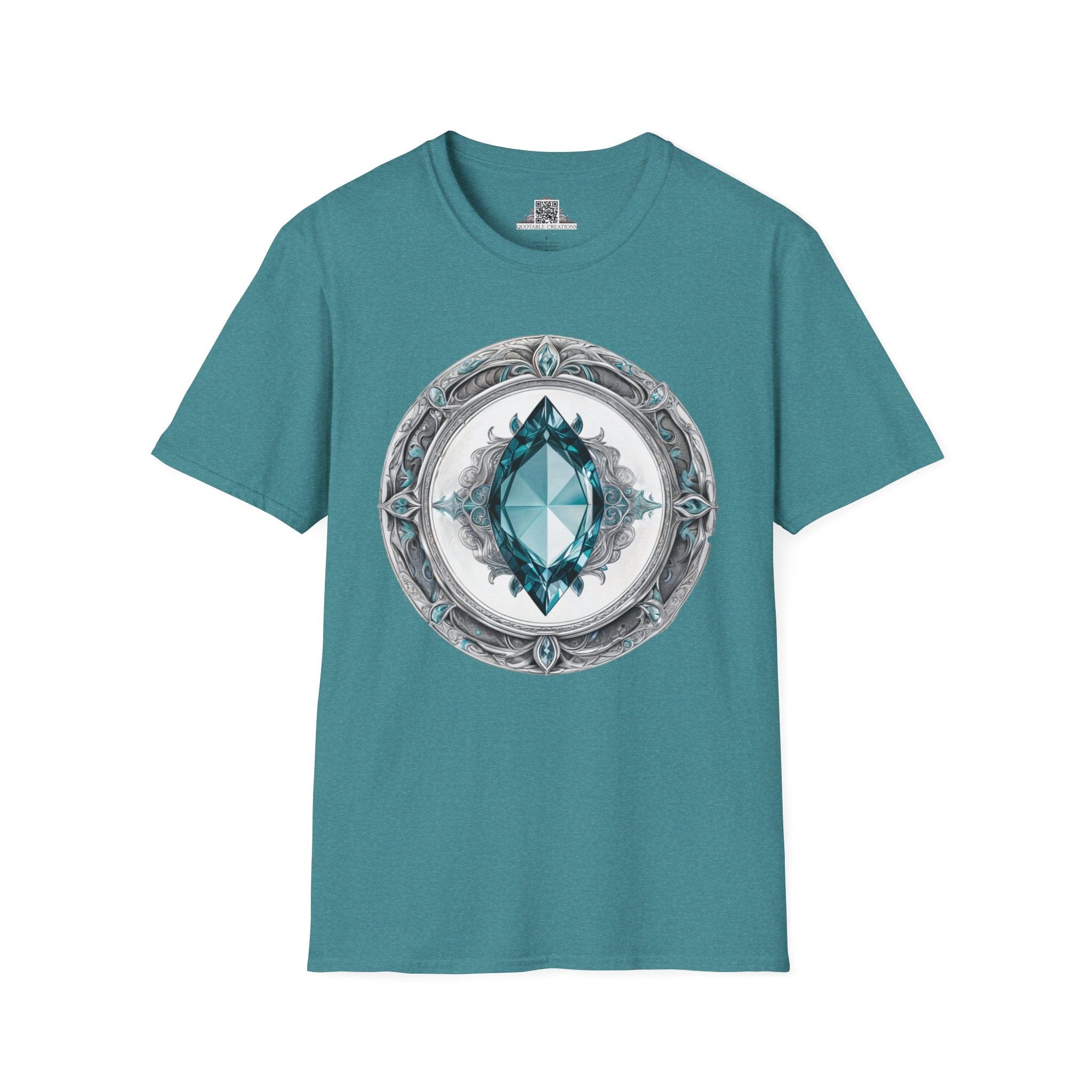 Printify T-Shirt S / Heather Galapagos Blue Aquamarine Crystals Gemstones - T-Shirt