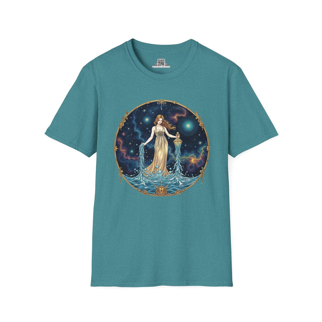 Printify T-Shirt S / Heather Galapagos Blue Aquarius Zodiac Astrology - T-Shirt