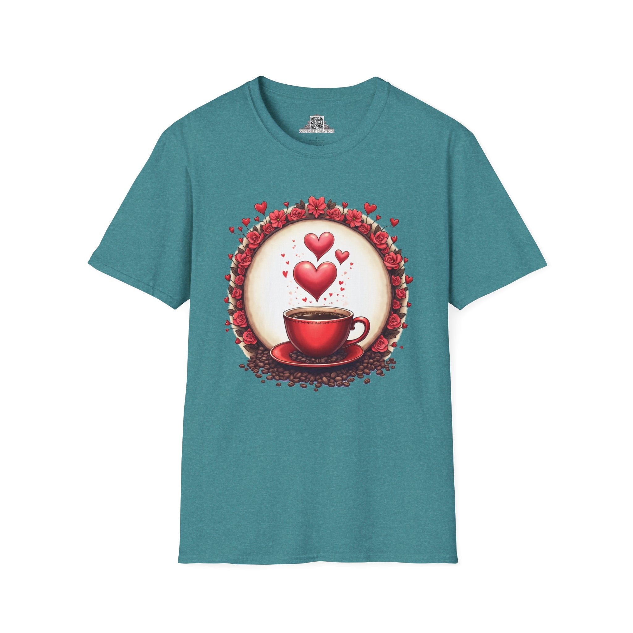 Printify T-Shirt S / Heather Galapagos Blue Brew-tiful Love Coffee - Love & Fun T-Shirt