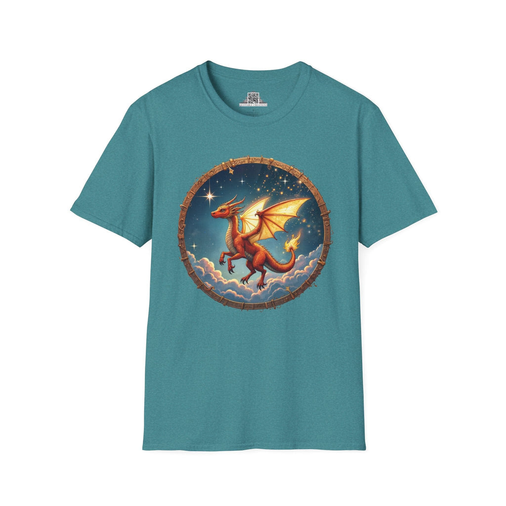 Printify T-Shirt S / Heather Galapagos Blue Celestial Flame - Dragons & Magic T-Shirt