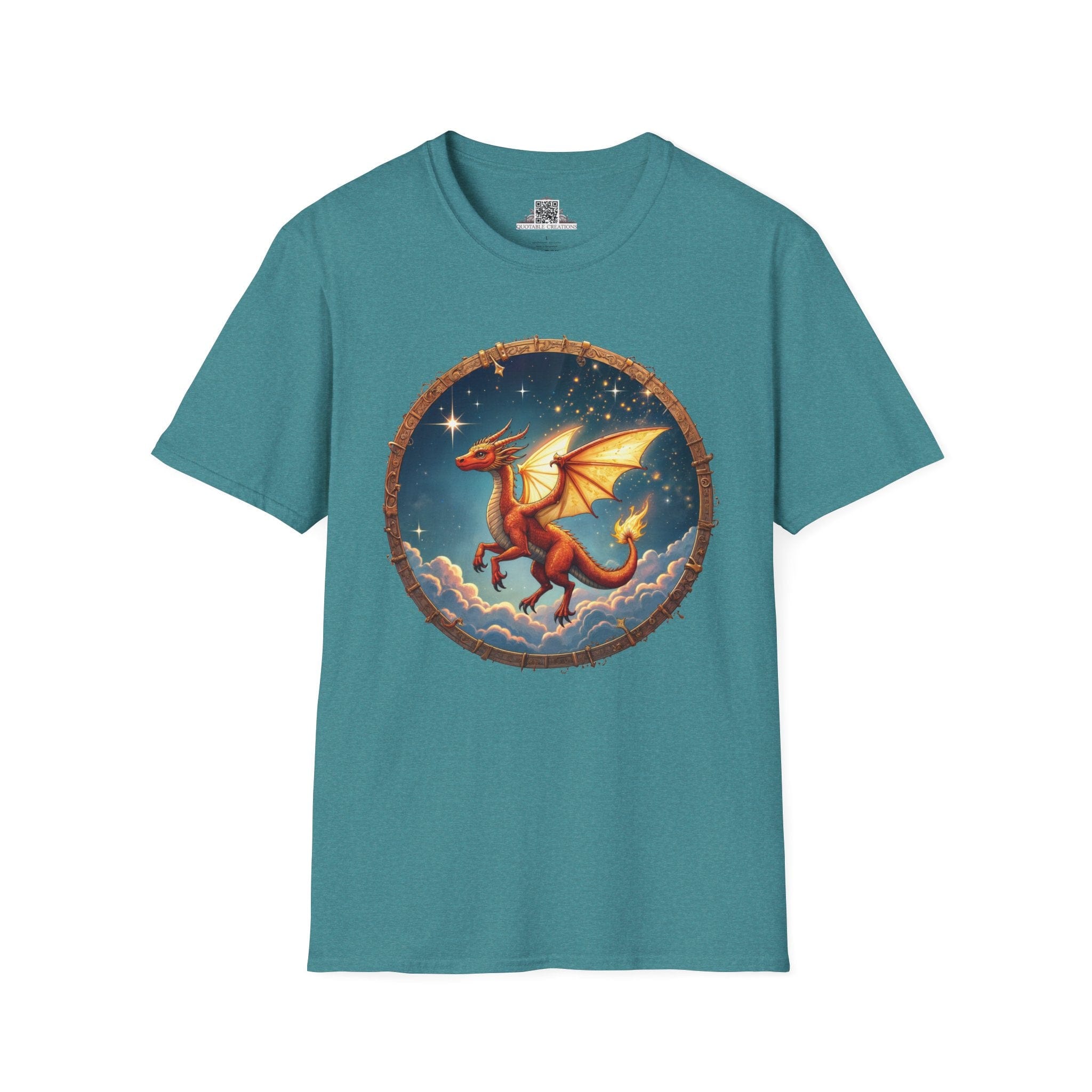 Printify T-Shirt S / Heather Galapagos Blue Celestial Flame - Dragons & Magic T-Shirt