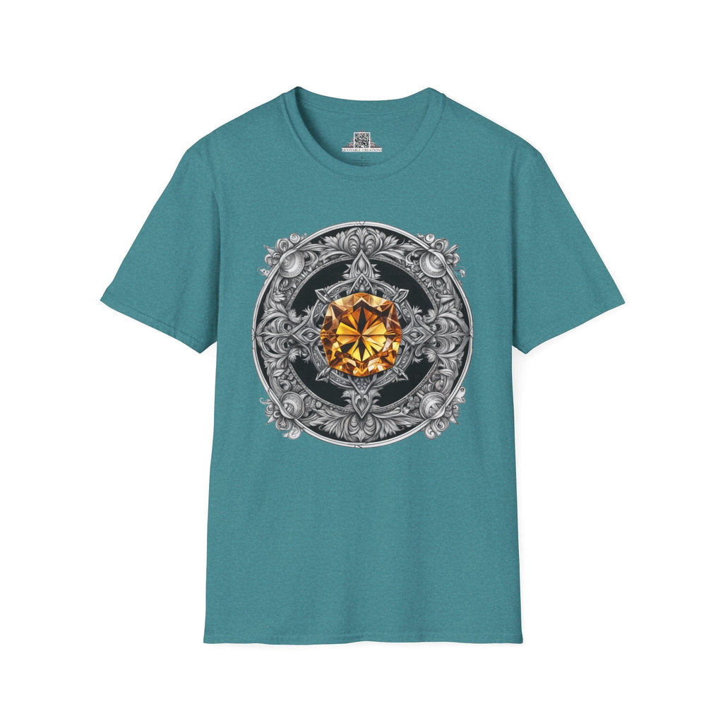 Printify T-Shirt S / Heather Galapagos Blue Citrine Crystals Gemstones Unisex T-Shirt