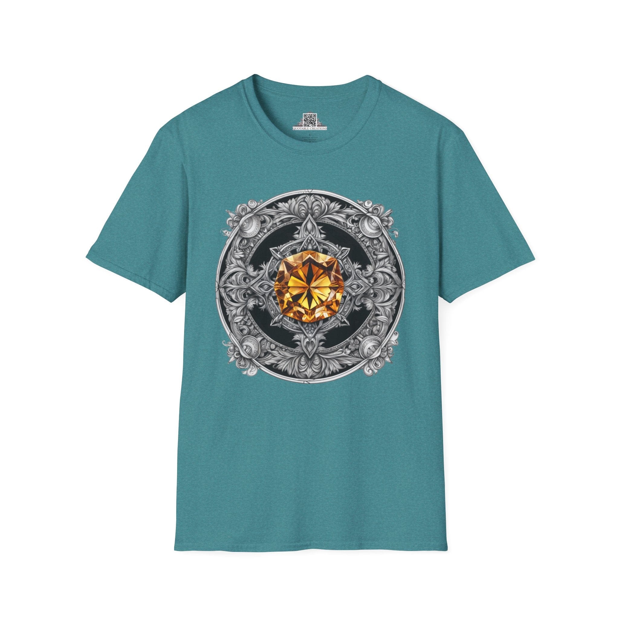 Printify T-Shirt S / Heather Galapagos Blue Citrine Crystals Gemstones Unisex T-Shirt