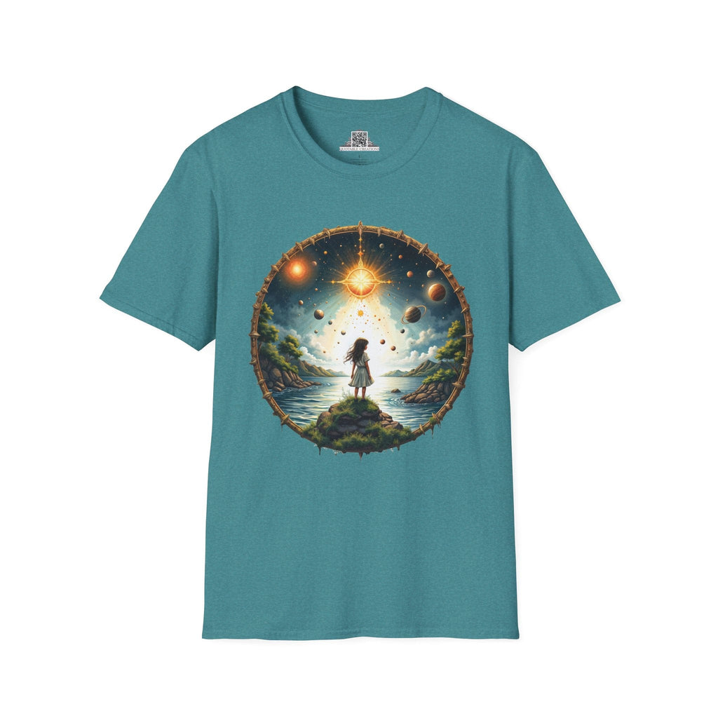 Printify T-Shirt S / Heather Galapagos Blue Exploring the Final Frontier UFO & Cosmic - T-Shirt