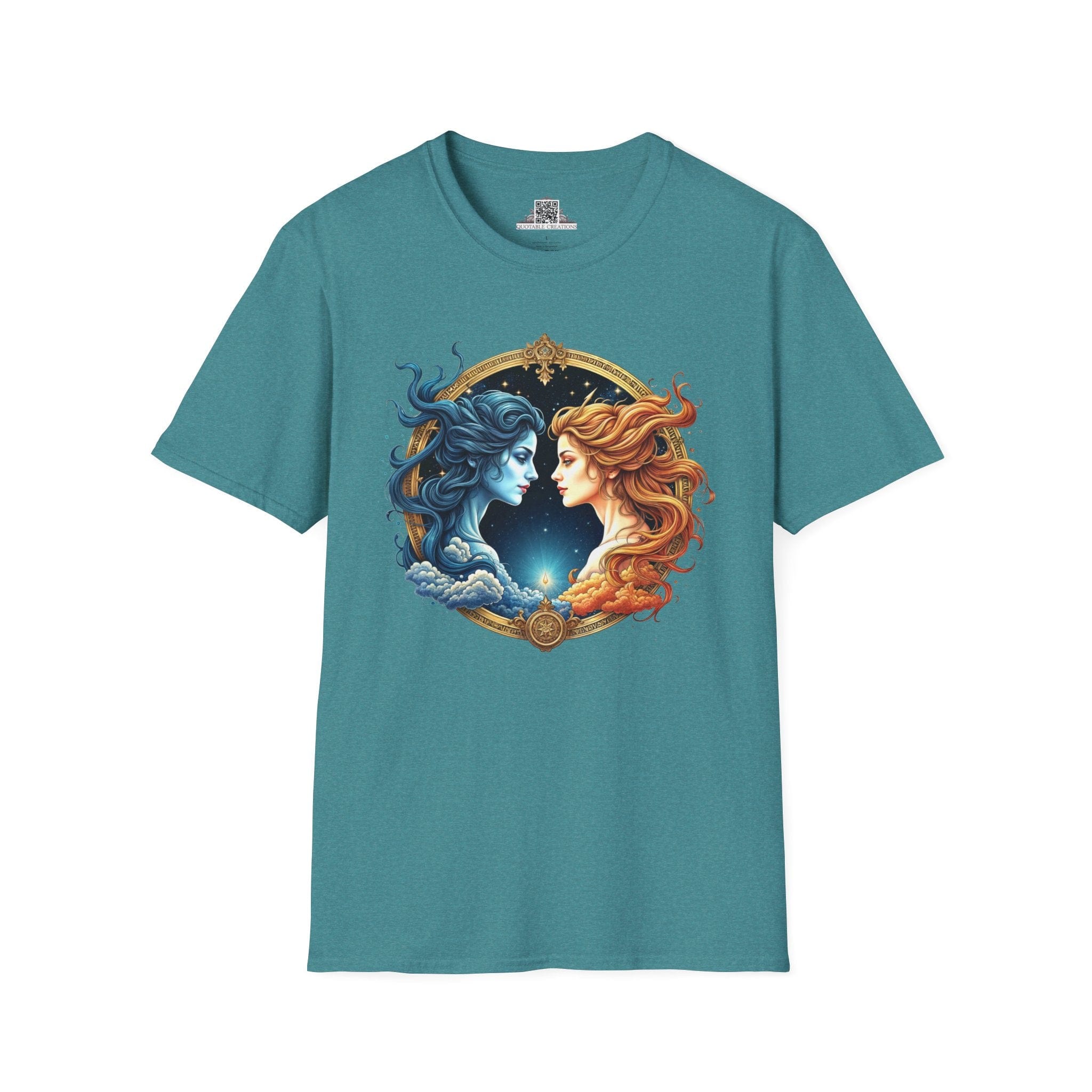 Printify T-Shirt S / Heather Galapagos Blue Gemini Zodiac Astrology - T-Shirt