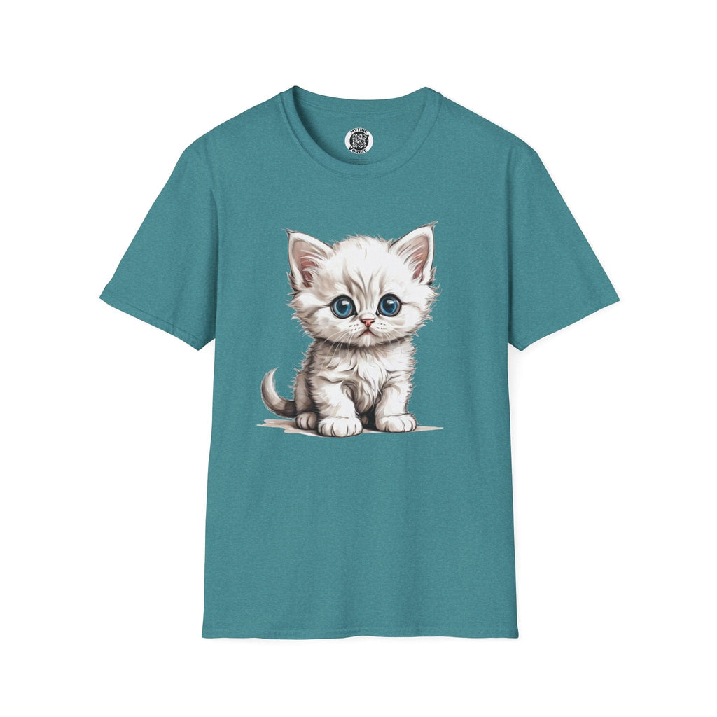 Printify T-Shirt S / Heather Galapagos Blue Kitten Baby - Hyper Cute T-Shirt
