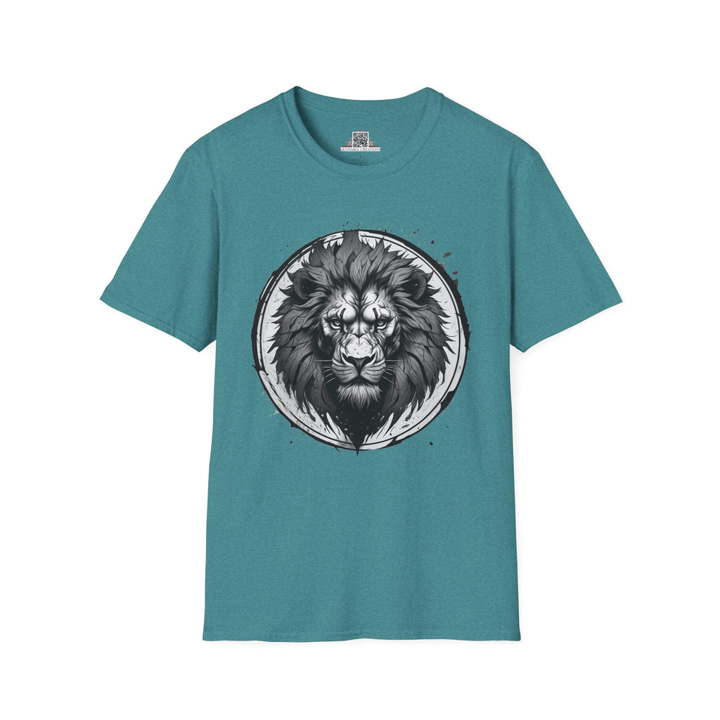 Printify T-Shirt S / Heather Galapagos Blue Lion Stare Wild Power - T-Shirt