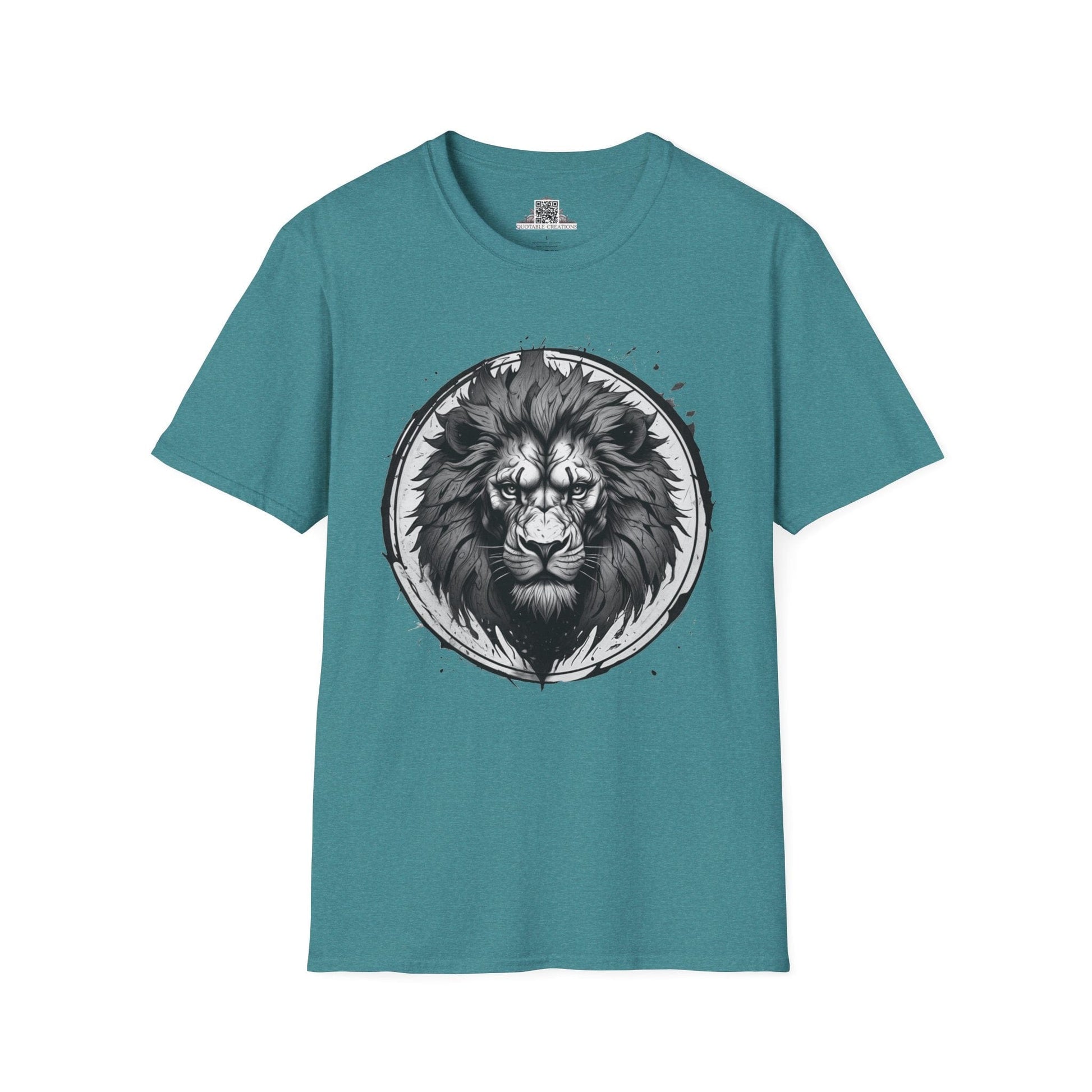 Printify T-Shirt S / Heather Galapagos Blue Lion Stare Wild Power - T-Shirt