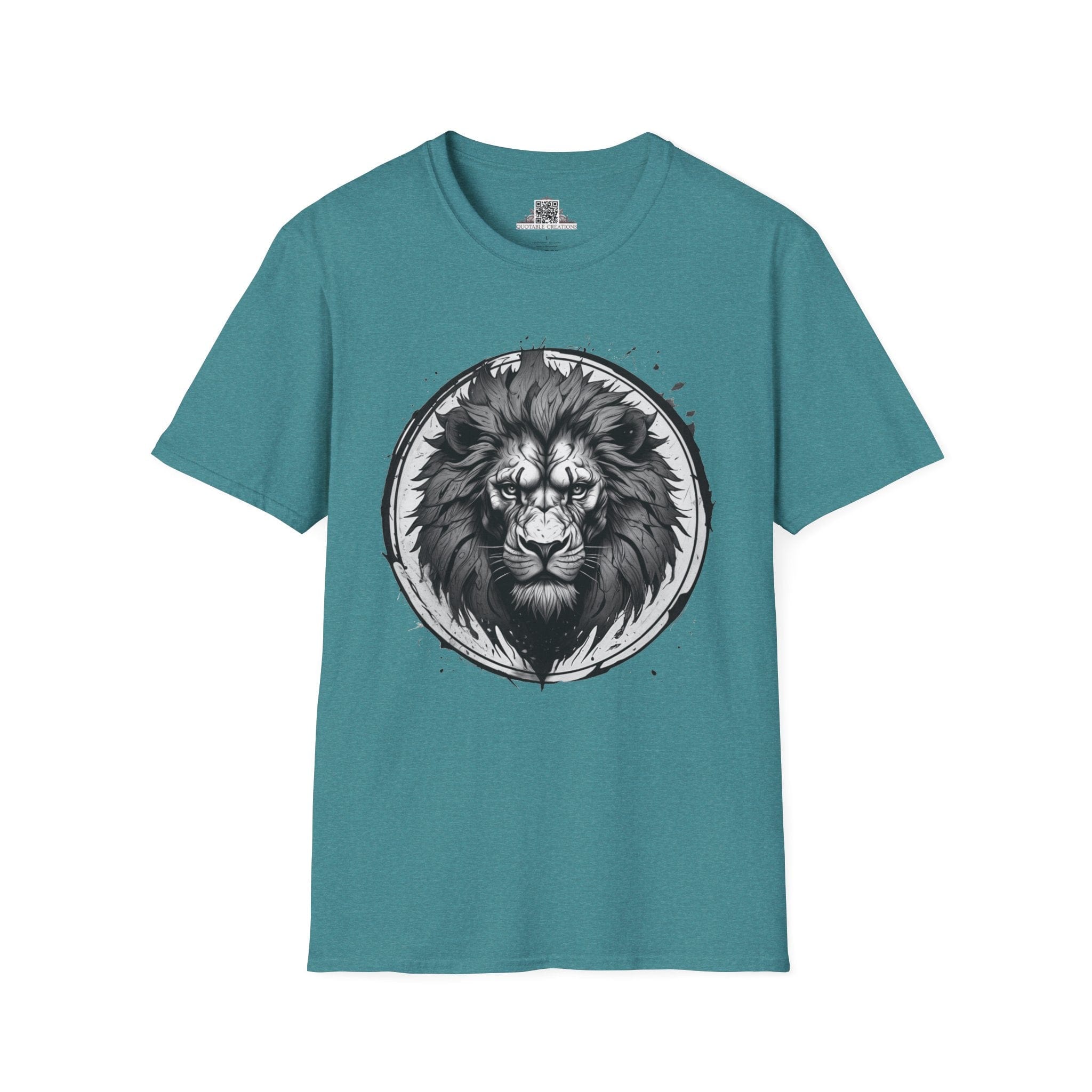 Printify T-Shirt S / Heather Galapagos Blue Lion Stare Wild Power - T-Shirt