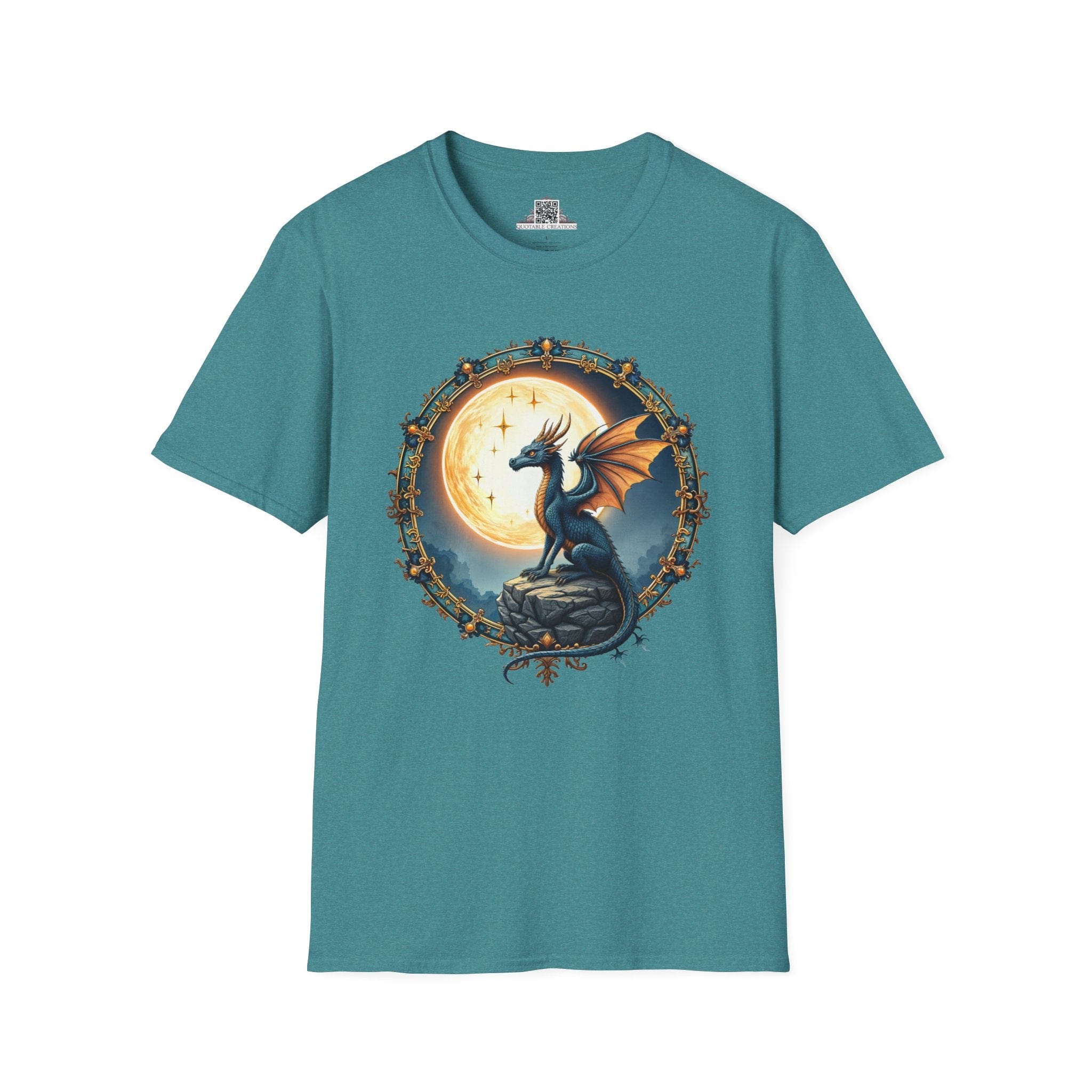 Printify T-Shirt S / Heather Galapagos Blue Lunar Ember - Dragons & Magic T-Shirt