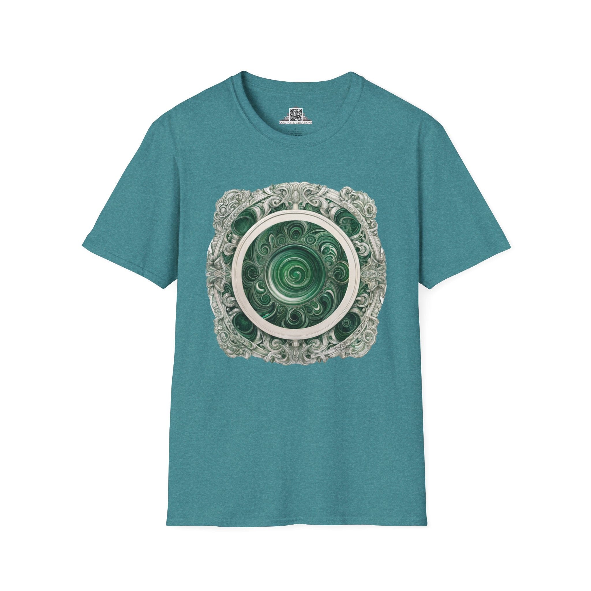Printify T-Shirt S / Heather Galapagos Blue Malachite - Crystals & Gemstones T-Shirt