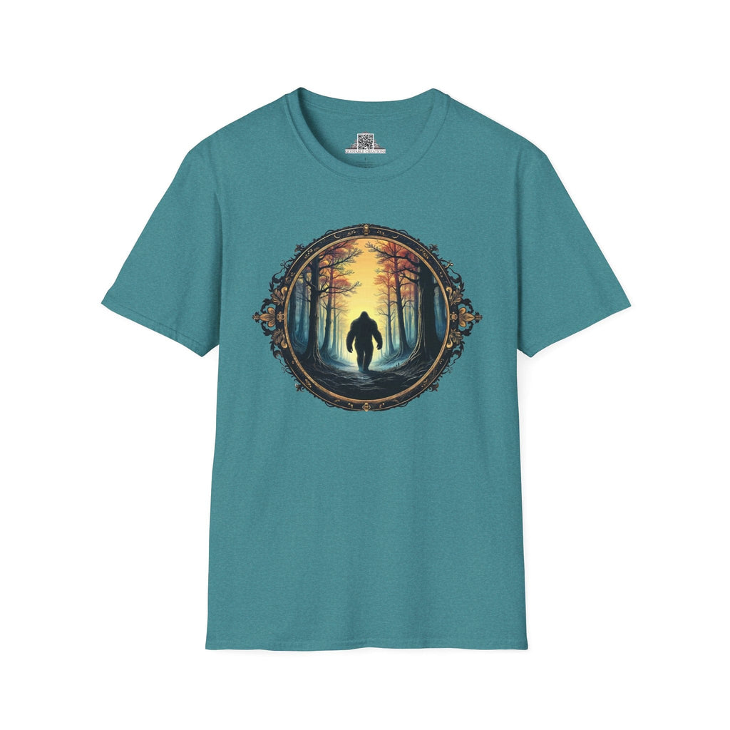 Printify T-Shirt S / Heather Galapagos Blue Mystery of the Forest - Bigfoot & Legends T-Shirt