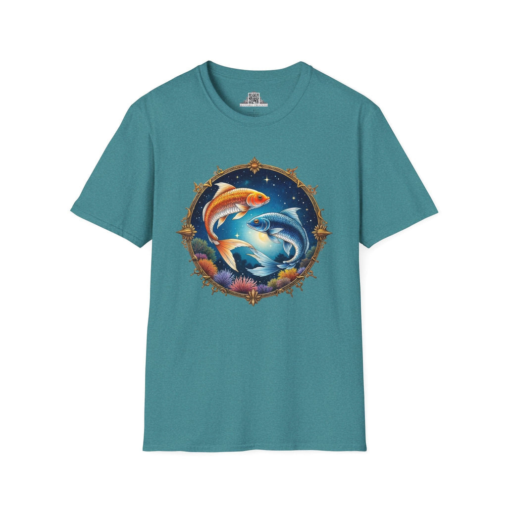 Printify T-Shirt S / Heather Galapagos Blue Pisces Zodiac Astrology - T-Shirt