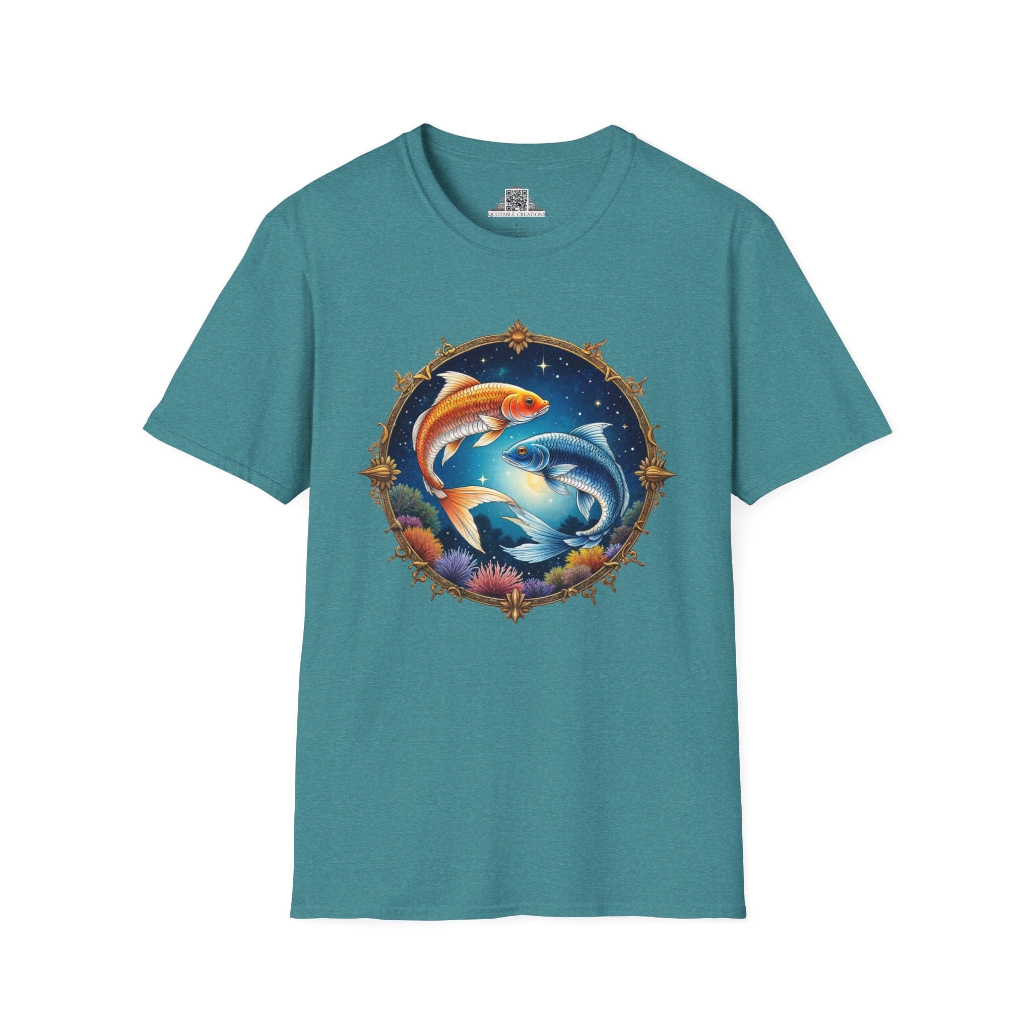 Printify T-Shirt S / Heather Galapagos Blue Pisces Zodiac Astrology - T-Shirt