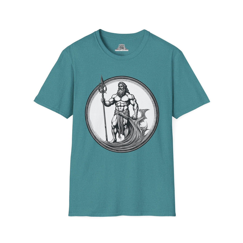 Printify T-Shirt S / Heather Galapagos Blue Poseidon - Heroes & Quests T-Shirt