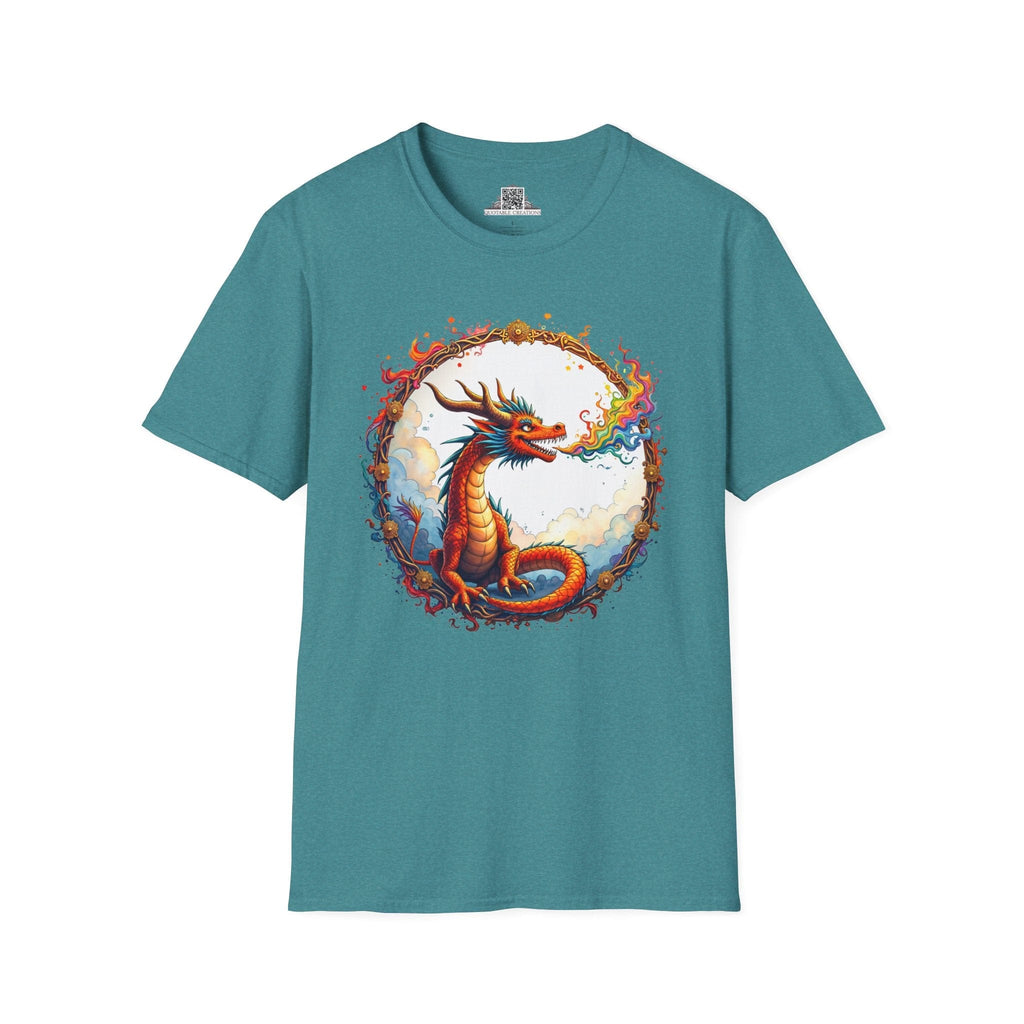 Printify T-Shirt S / Heather Galapagos Blue Prismfire - Dragons & Magic T-Shirt