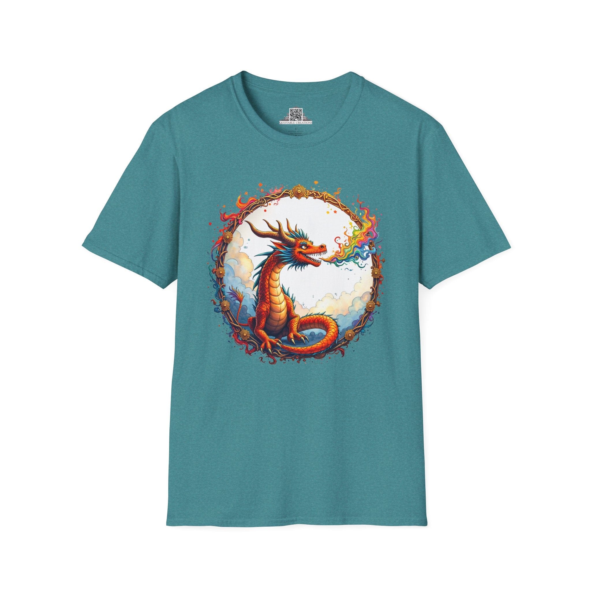 Printify T-Shirt S / Heather Galapagos Blue Prismfire - Dragons & Magic T-Shirt