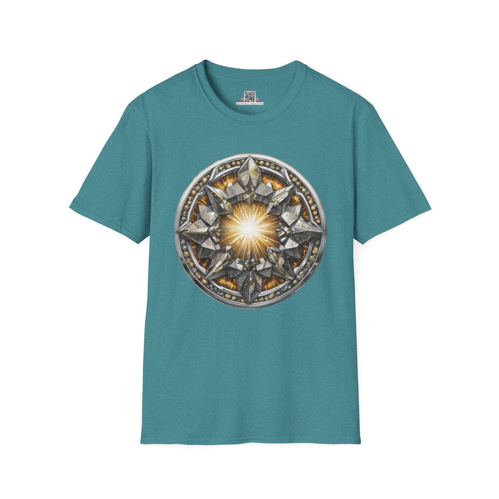 Printify T-Shirt S / Heather Galapagos Blue Pyrite Crystals Gemstones - T-Shirt