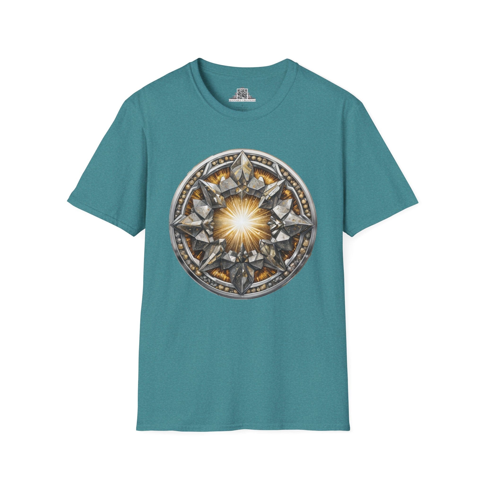 Printify T-Shirt S / Heather Galapagos Blue Pyrite Crystals Gemstones - T-Shirt