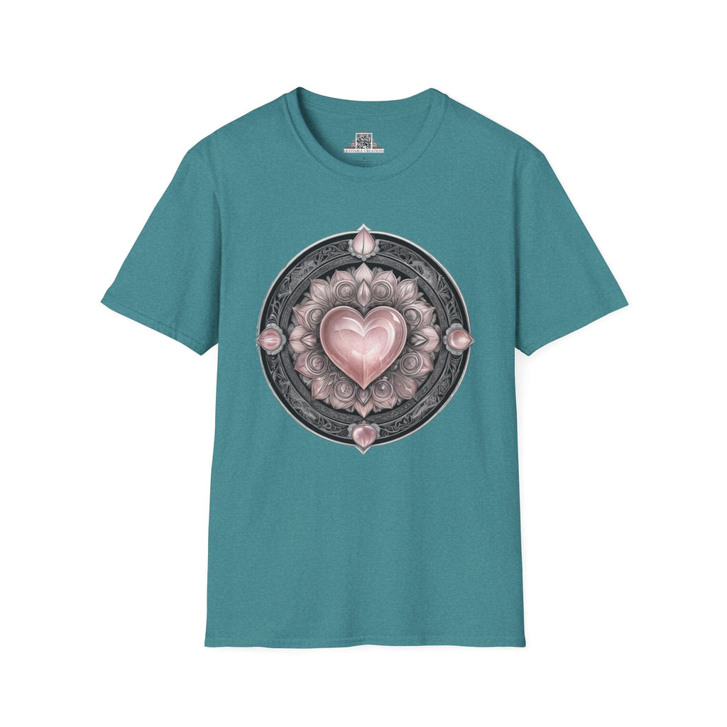 Printify T-Shirt S / Heather Galapagos Blue Rose Quartz - Crystals & Gemstones T-Shirt