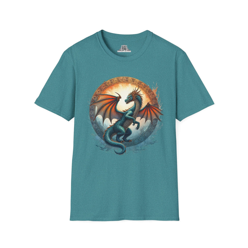 Printify T-Shirt S / Heather Galapagos Blue Skyfire - Dragons & Magic T-Shirt