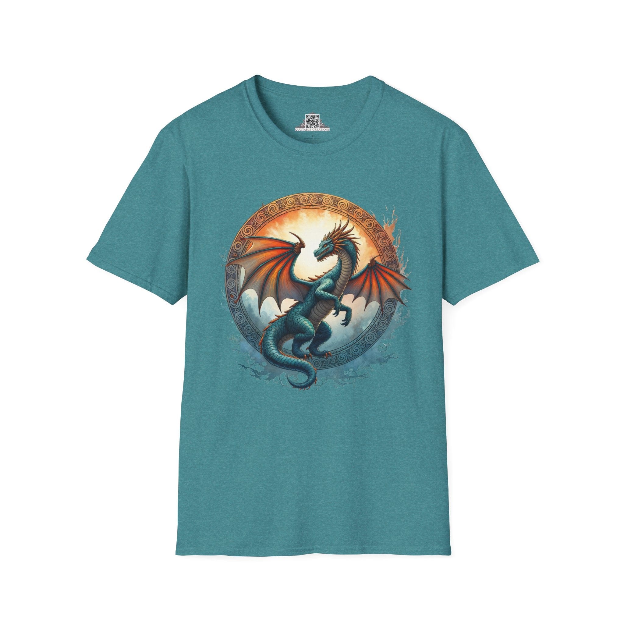 Printify T-Shirt S / Heather Galapagos Blue Skyfire - Dragons & Magic T-Shirt