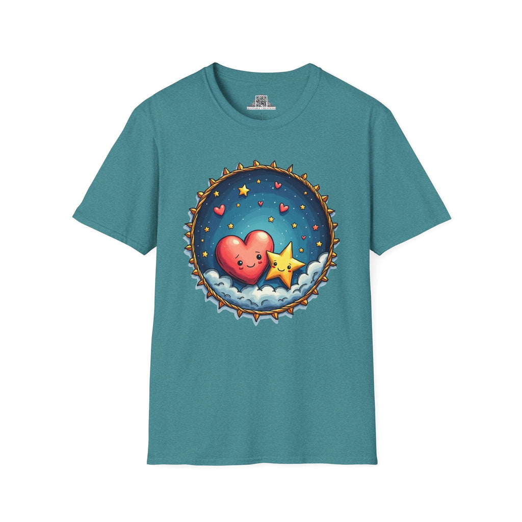 Printify T-Shirt S / Heather Galapagos Blue Sparks of Love - Love & Fun T-Shirt